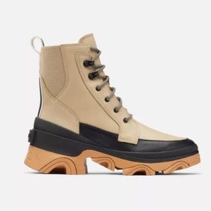 EUC Sorel Brex Camel Tan Beige Black Waterproof Hiking Rain Snow Lace Up Boots